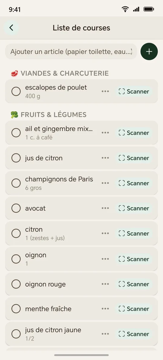Liste de courses